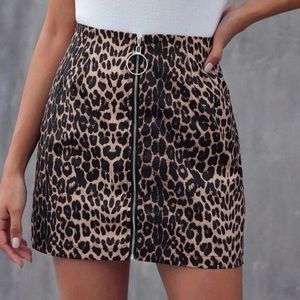 Leopard Zip Up Skirt